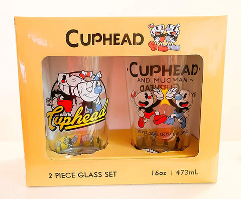 Cuphead and Mugman - 2 Piece Pint Glass Set (NEW)