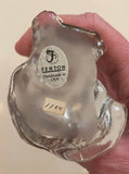 Fenton Art Glass / Sitting Cat / Clear Glass / Approx 3 3/4"/ Stamped with Fenton Logo in Glass / 1985-1996 Fenton Logo Label / No Original Box (Pre-Owned)