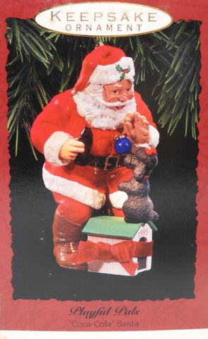 Playful Pals - Coca Cola Santa (1993)  (Hallmark Keepsake) Pre-Owned: Ornament and Box