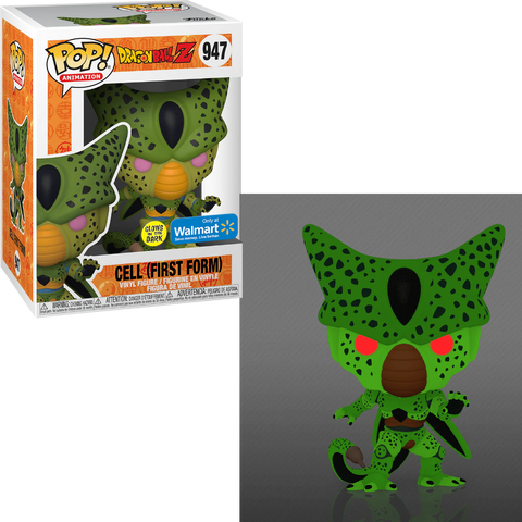 POP! Animation #947: Dragon Ball Z - Cell (First Form) (Glows in the Dark) (Wal-Mart Exclusive) (Funko POP!) Figure and Box w/ Protector