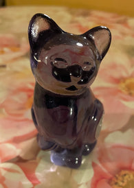 Fenton Art Glass / Sitting Cat / Purple Glass / Approx 3"/ 95th Fenton Anniversary Label / Stamped with Fenton Logo in Glass / No Original Box (Pre-Owned)