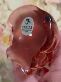 Fenton Art Glass / Sitting Cat / Clear Pink Glass / 1985-1996 Fenton Label / Stamped with Fenton Logo in Glass / Approx 3 3/4" / No Original Box (Pre-Owned)