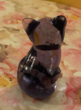 Fenton Art Glass / Sitting Cat / Purple Glass / Approx 3"/ 95th Fenton Anniversary Label / Stamped with Fenton Logo in Glass / No Original Box (Pre-Owned)