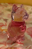 Fenton Art Glass / Sitting Cat / Pink Glass / Approx 3"/ 95th Fenton Anniversary Label / Stamped with Fenton Logo in Glass / No Original Box (Pre-Owned)