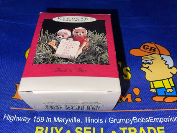 Thick 'n' Thin (Bears w/ Pizza) (1994) (Hallmark Keepsake) Pre-Owned: Ornament and Box