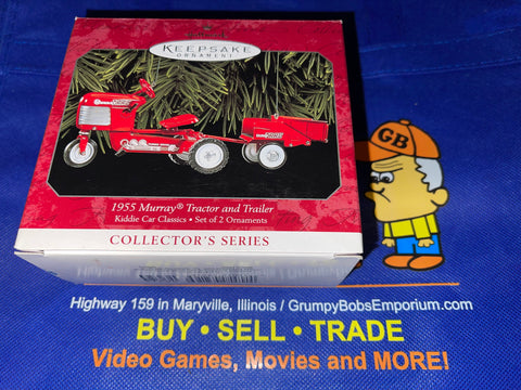 1955 Murray Tractor and Trailer #5 (1998) (Kiddie Car Classics) (Set of 2 Ornaments) (Collector's Series) Don Palmiter (Hallmark Keepsake) Pre-Owned: Ornament and Box
