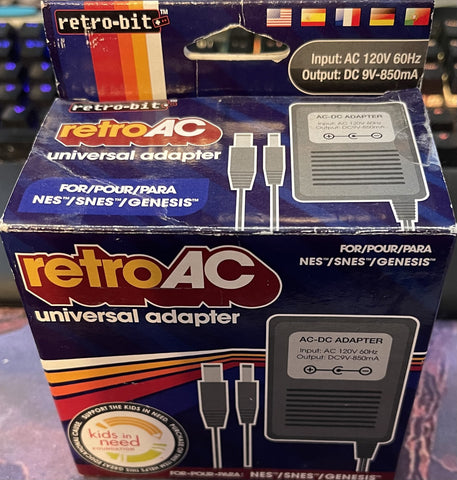 3-in-1 Universal AC Adapter Super NES / NES / Genesis Model 1 (Retro-bit) Pre-Owned w/ Box