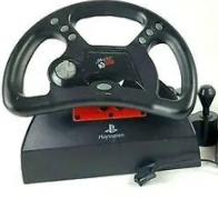 Mad Catz Steering Wheel ONLY Black - Analog (Playstation 1) Pre-Owned