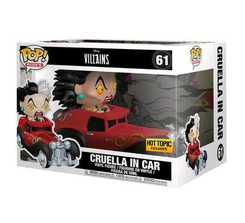 Pop! Rides #61: Disney Villians - 101 Dalmations - Cruella in Car (Hot Topic Exclusive) (Funko POP!) Figure and Box