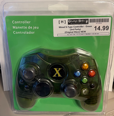 Wired S-Type Controller - Green (3rd Party) (Original Xbox) NEW