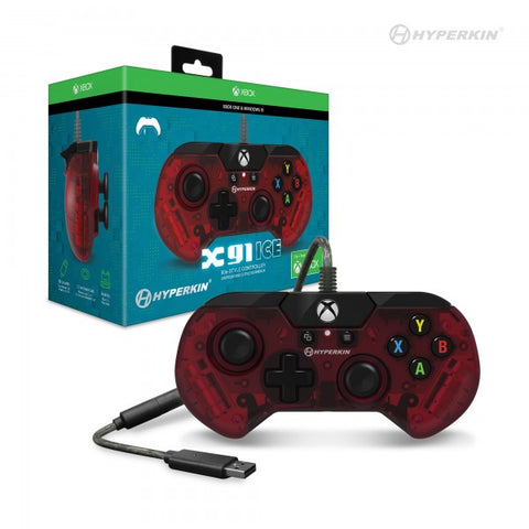 X91 Ice Wired Controller For Xbox One/ Windows 10 PC (Ruby Red) - Hyperkin - Officially Licensed By Xbox (NEW)