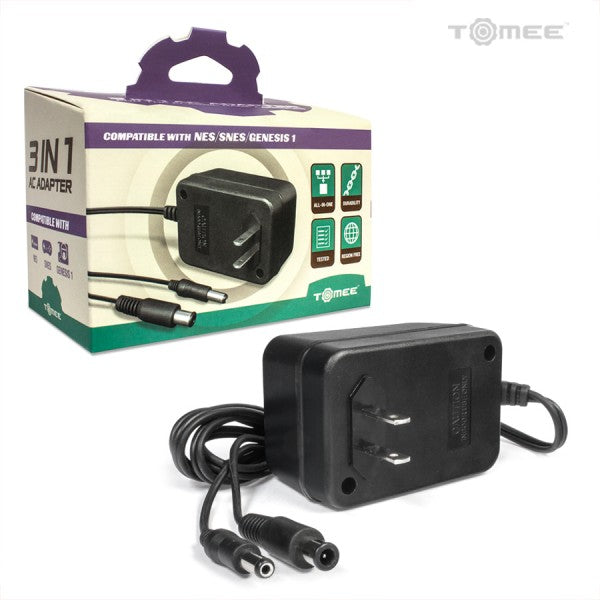 3-in-1 Universal AC Adapter for Genesis Model 1/ SNES/ NES (Tomee) NEW