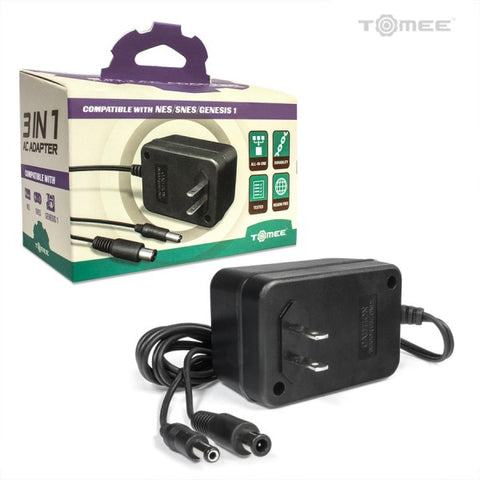 3-in-1 Universal AC Adapter for Genesis Model 1/ SNES/ NES (Tomee) NEW