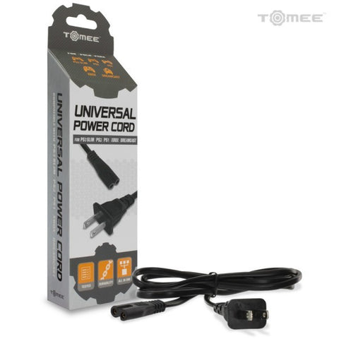Universal Power Cord for PS4 / PS3 Slim / PS2 / PS1 / Xbox / Dreamcast / Saturn - Tomee (NEW)