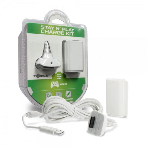 Stay N Play Controller Charge Kit for Xbox 360 (White) - Tomee (NEW)