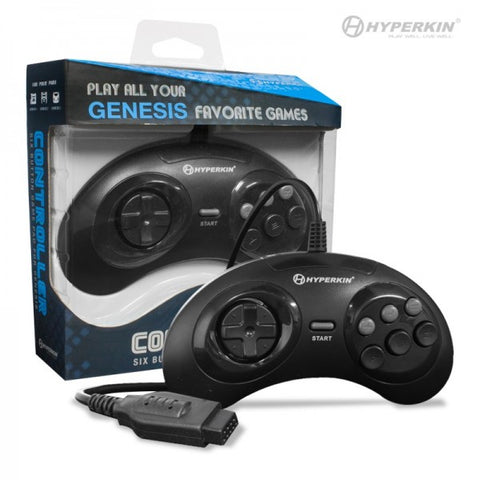 "GN6" Premium 6-Button Controller for Sega Genesis - Black - Hyperkin (NEW)