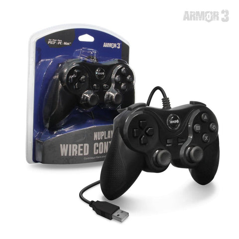 NuPlay Wired Game Controller - Black (Armor3) (PlayStation 3) NEW
