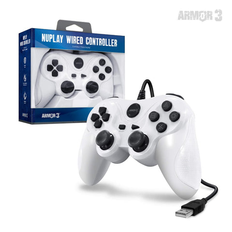 NuPlay Wired Game Controller - White (Armor3) (PlayStation 3) NEW
