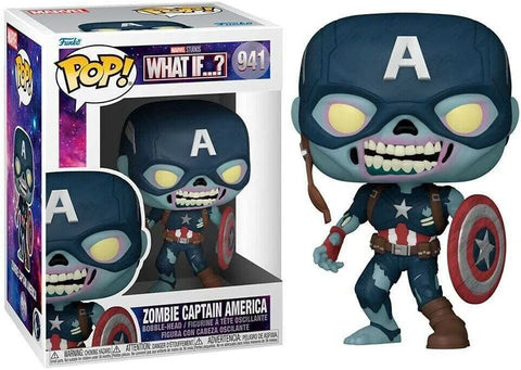 POP! Marvel #941: What If...? - Zombie Captain America (Funko POP! Bobble-Head) Figure and Box w/ Protector