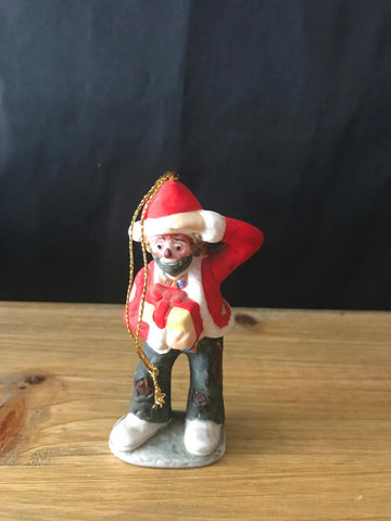 Emmett Kelly, Jr. Collection: Hobo Santa Christmas Clown Ornament (Flambro Bone China) (Collectibles) Pre-Owned (no box)
