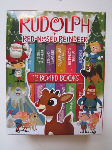 Rudolph the Red-Nosed Reindeer - 12 Board Books (Book Block Set) Pre-Owned
