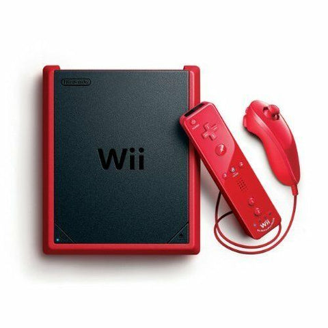 System - Red MINI / NOT GameCube Compatible (Nintendo Wii) Pre-Owned w/ Hookups and 3rd Party Controller (Color may vary)