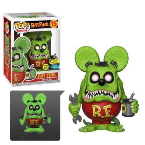 POP! Icons #15: Rat Fink (Glows in the Dark) (Toy Tokyo San Diego 2019 Limited Edition) (Funko POP!) Figure and Box w/ Protector