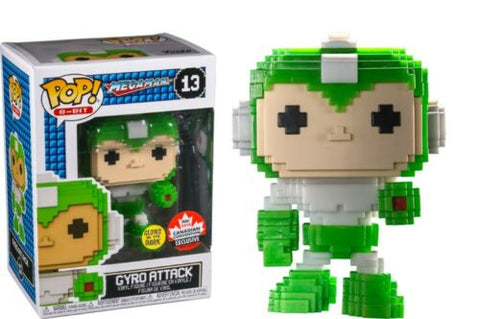POP! 8-BIT #13: Megaman - Gyro Attack (Glows in the Dark) (2018 Canadian Convention Exclusive) (Funko POP!) Figure and Box w/ Protector